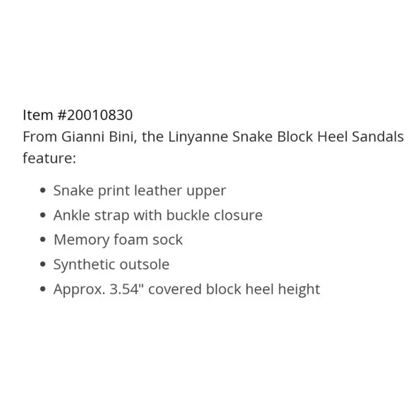Gianni Bini Linyanne Snake Print Ankle Strap Block Heel Sandals Women's‎ 6.5M - Picture 8 of 8